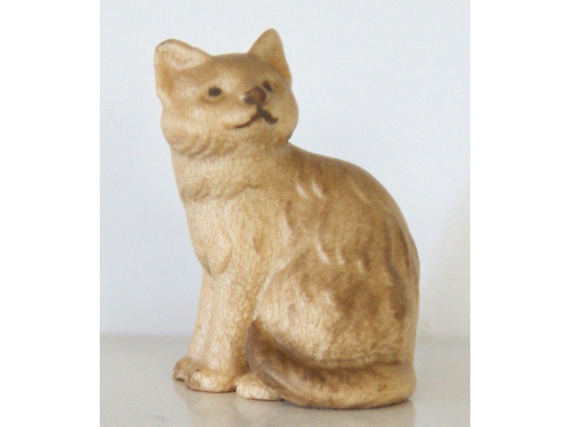 Katze sitzend für 10 cm Figuren mehrfärbig-gebeizt
