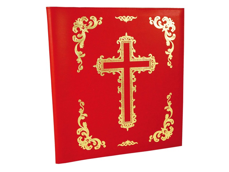 Ledereinband rot für Messbuch II, 22,5x26x7 cm