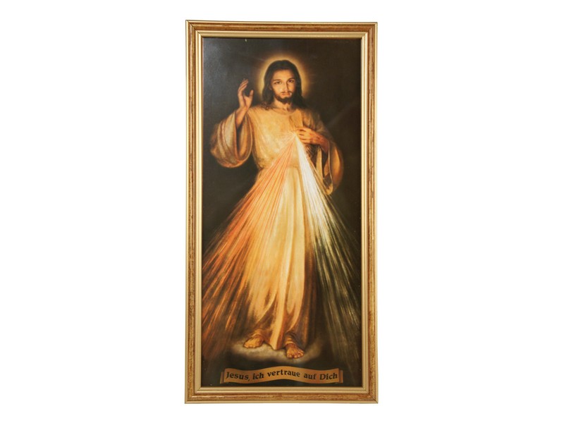 Bild  'Jesus ich vertraue...'/Glas m. Rahmen, 18x36 cm
