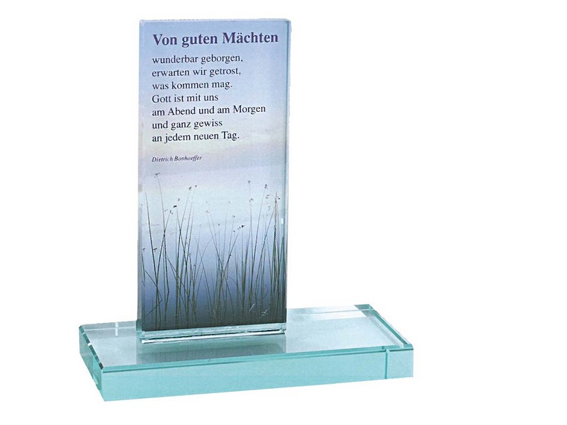 Glasrelief bedruckt 'Von guten Mächten', H: 15cm